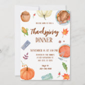 Erntedank Abendessen mit Türkei Pumpkin Einladung (Vorderseite)