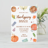 Erntedank Abendessen mit Türkei Pumpkin Einladung (Stehend Vorderseite)