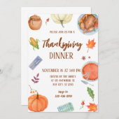 Erntedank Abendessen mit Türkei Pumpkin Einladung (Vorne/Hinten)