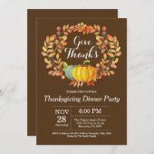 Erntedank-Abendessen-Party-Fall-Herbst Brown Einladung (Vorne/Hinten)
