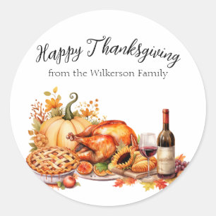 Erntedank-Abendessen Runder Aufkleber