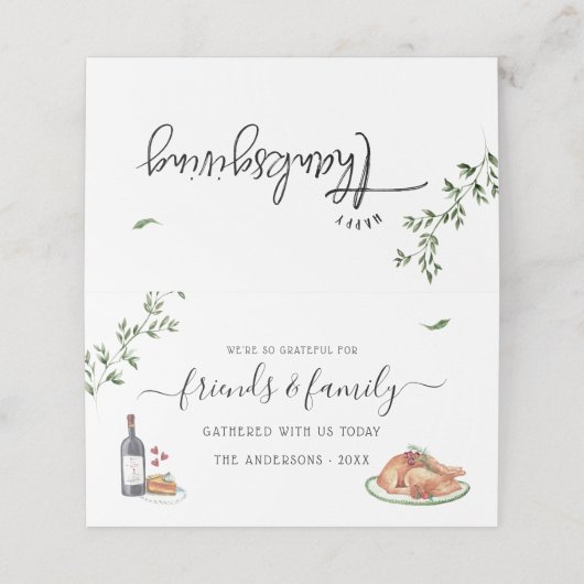 Erntedank Abendessen Rustikale Farbe Herbst Platzkarte (Außenseite Aufgefaltet)