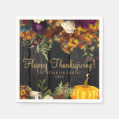 Erntedank Abendessen rustikale Herdsholz Serviette (Vorderseite)