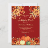 Erntedank Abendessen Terracotta Blume Kürbis Einladung (Vorderseite)