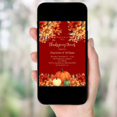 Erntedank Abendessen Terracotta Blume Kürbis Einladung