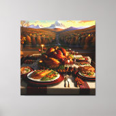 Erntedank Abendessen Tisch Herbst Landschaft Leinwanddruck (Vorderseite)