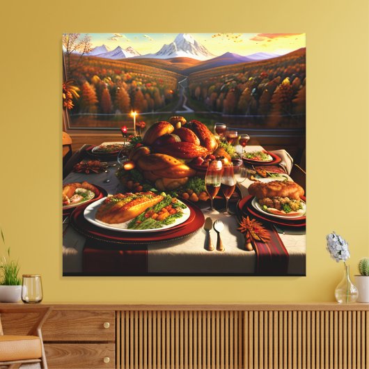 Erntedank Abendessen Tisch Herbst Landschaft Leinwanddruck (Insitu (Wohnzimmer))