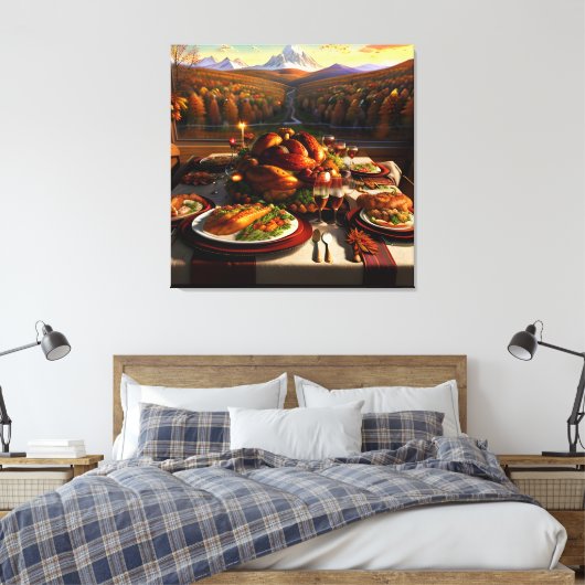 Erntedank Abendessen Tisch Herbst Landschaft Leinwanddruck (Insitu (Schlafzimmer))