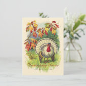 Erntedank Abendessen Vintag Türkei Einladung (Stehend Vorderseite)