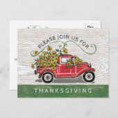 Erntedank Abendessen Vintager LKW Sonnenblumen Einladungspostkarte (Vorne/Hinten)