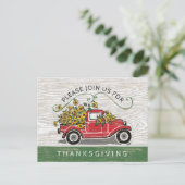 Erntedank Abendessen Vintager LKW Sonnenblumen Einladungspostkarte (Stehend Vorderseite)