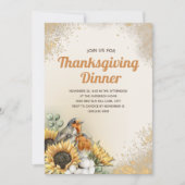 Erntedank Abendessen Vögel Sonnenblumen Herbst Her Einladung (Vorderseite)