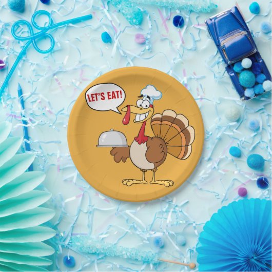 Erntedank-Abendessen wird die Türkei-Cartoon Pappteller (Party)