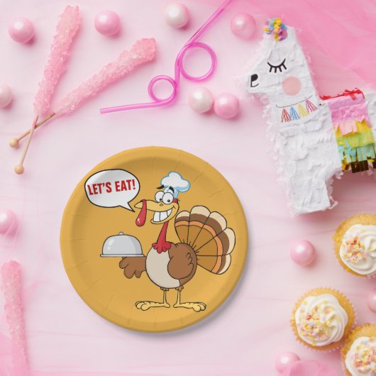 Erntedank-Abendessen wird die Türkei-Cartoon Pappteller (Party)