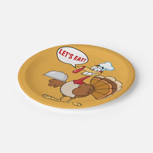 Erntedank-Abendessen wird die Türkei-Cartoon Pappteller (Schrägansicht)