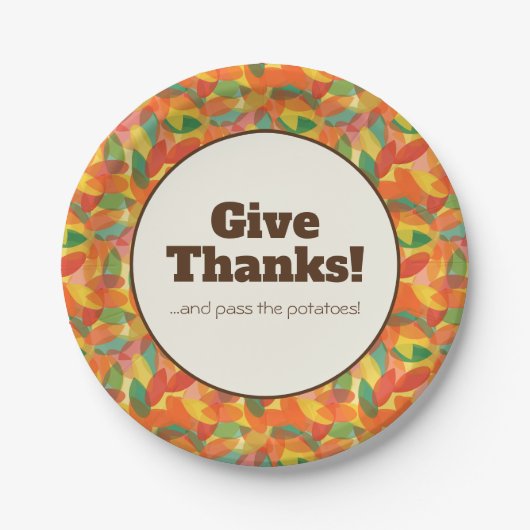 Erntedank abstrakter Blätter Pappteller (Vorderseite)