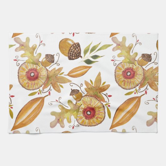 Erntedank Acorn Fall Stimmung Wasserfarbe Geschirrtuch (Horizontal)