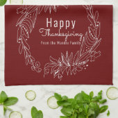 Erntedank Acorn Wreath Handzeichen Illustration Geschirrtuch (Gefaltet)