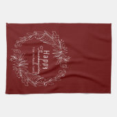Erntedank Acorn Wreath Handzeichen Illustration Geschirrtuch (Horizontal)