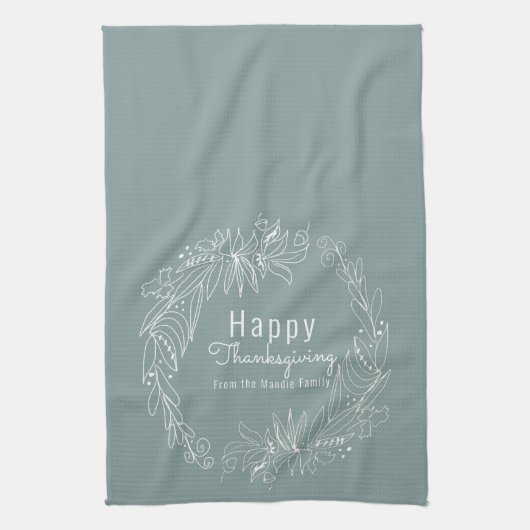 Erntedank Acorn Wreath Handzeichen Illustration Geschirrtuch (Vertikal)