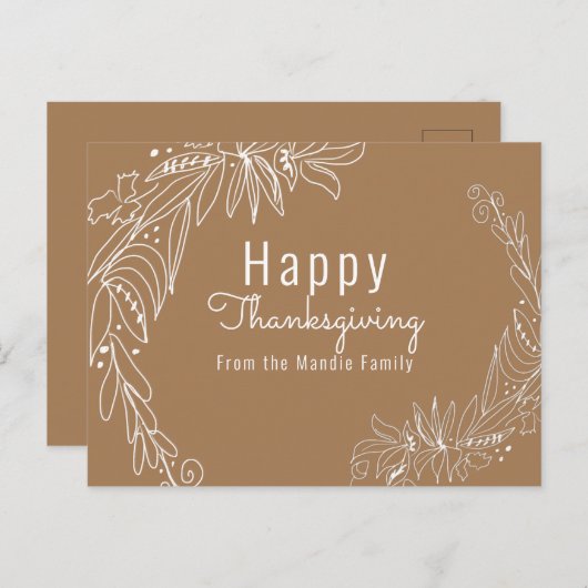 Erntedank Acorn Wreath Handzeichen Illustration Postkarte (Vorne/Hinten)