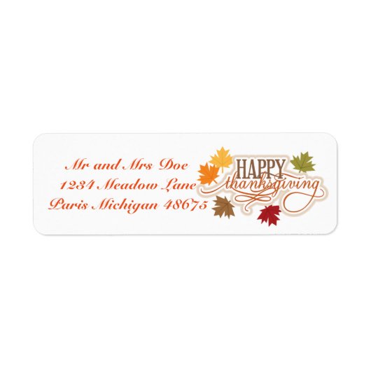 Erntedank Address Labels/Happy Thanksgiving (Vorne)