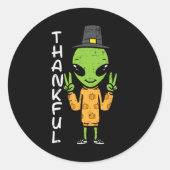 Erntedank Alien Dankend Funny Fall Space Männer B Runder Aufkleber (Vorderseite)