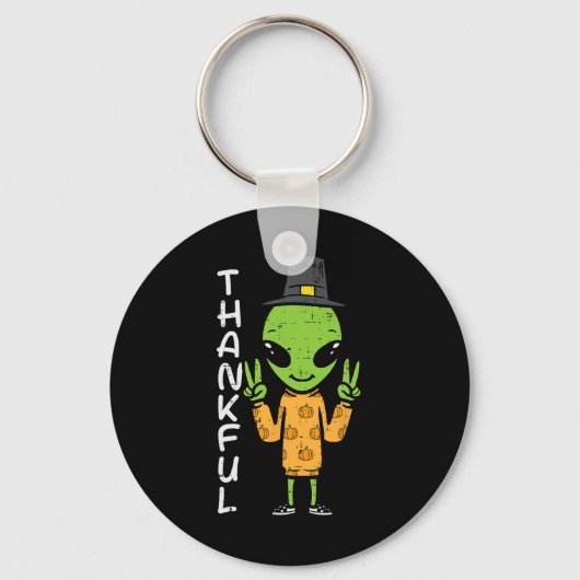 Erntedank Alien Dankend Funny Fall Space Männer B Schlüsselanhänger (Vorderseite)