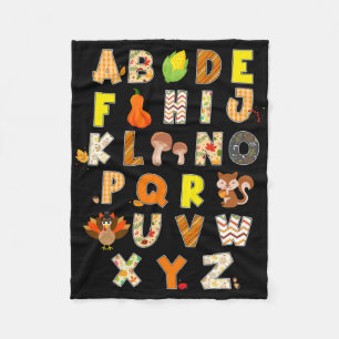 Erntedank Alphabet Funny Turkey Fall Preschool Fleecedecke