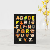Erntedank Alphabet Funny Turkey Fall Preschool Karte (Gelbe Blume)