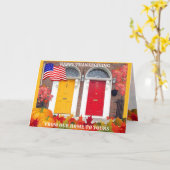 Erntedank an den farbenfrohen Türen Karte (Gelbe Blume)