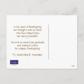 Erntedank an Kunden/Kunden Feiertagspostkarte (Rückseite)