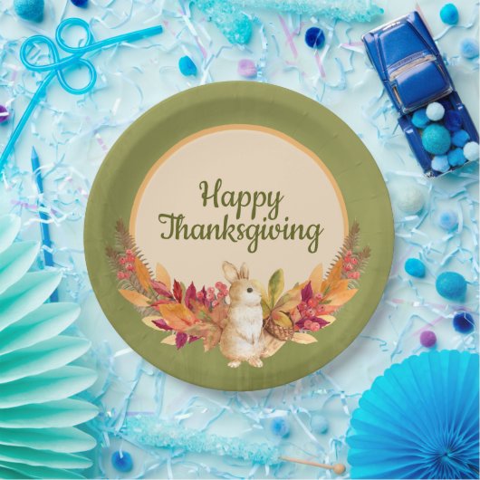 Erntedank Aquarell, Acorns, Berries Pappteller (Party)