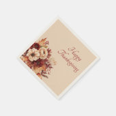 Erntedank-Aquarell-Blume-Creme und Rot- Serviette (Ecke)