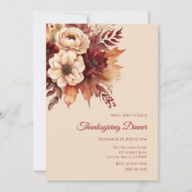 Erntedank-Aquarell Herbst Blume-Creme und Rot