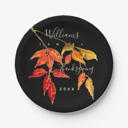 Erntedank Aquarell Herbstlaub Papierplatte Pappteller (Vorderseite)