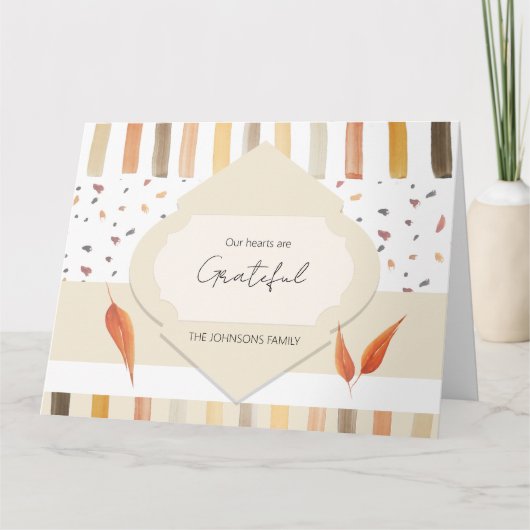Erntedank Aquarellfarben Herbst Pastellfarben Blät Dankeskarte (Vorderseite)