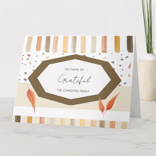 Erntedank Aquarellfarben Herbst Pastellfarben Blät Dankeskarte (Vorderseite)