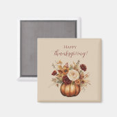 Erntedank-Aquarellpumpen und Blume- Magnet (Vorderseite/Rückseite)