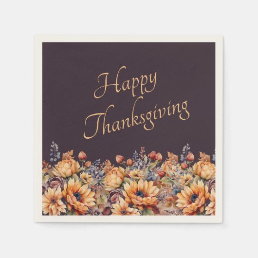 Erntedank-Aquarellpumpen und Blume- Serviette (Vorderseite)