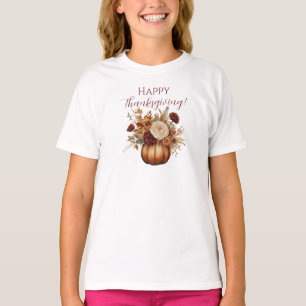 Erntedank-Aquarellpumpen und Blume- T-Shirt