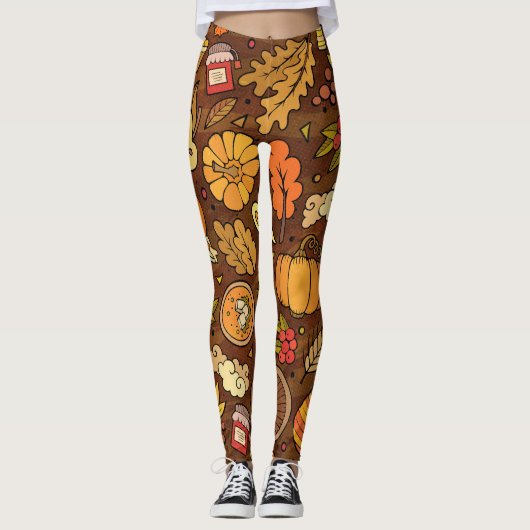 Erntedank-Artikel: Cartoon bunt Muster. Leggings (Vorderseite)