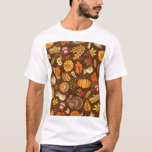 Erntedank-Artikel: Cartoon bunt Muster. T-Shirt