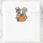 Erntedank-Aufkleber/Pilgerbären Runder Aufkleber (Tasche)