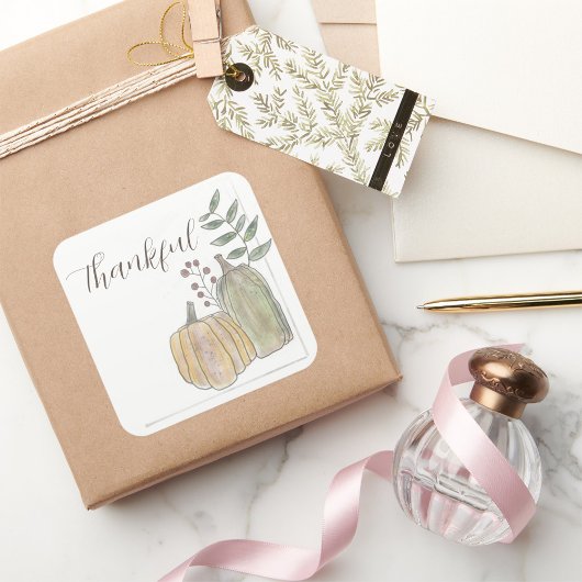 Erntedank-Aufkleber | Platz | Dankbar Quadratischer Aufkleber