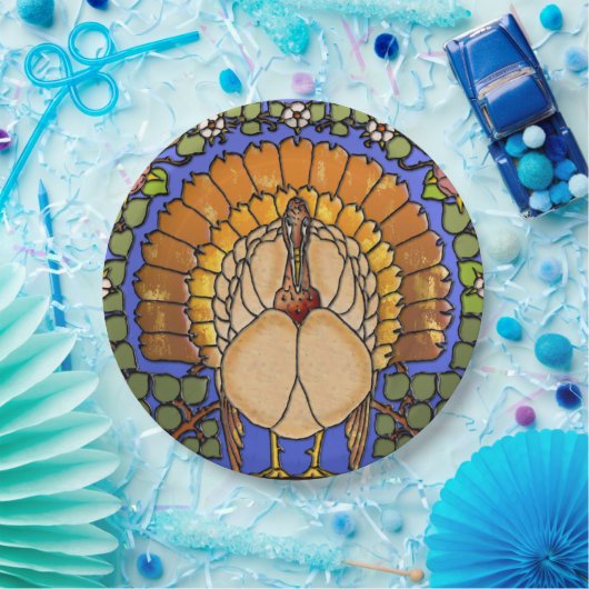 Erntedank aus Hartglas Türkei Pappteller (Party)