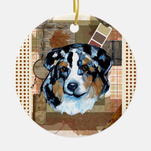 ERNTEDANK AUSTRALIAN SHEPHERD KERAMIK ORNAMENT (Vorne)