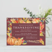 Erntedank "Autumn Leaves Pumpkin String Lights" I Einladung (Stehend Vorderseite)