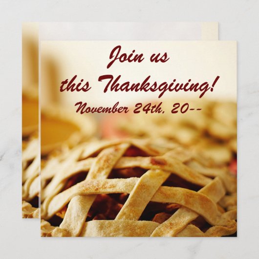 Erntedank Baked Pie Einladung (Vorne/Hinten)