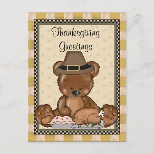 Erntedank-Bärn-Feiertags-Cartoonpostkarte Feiertagspostkarte (Vorderseite)